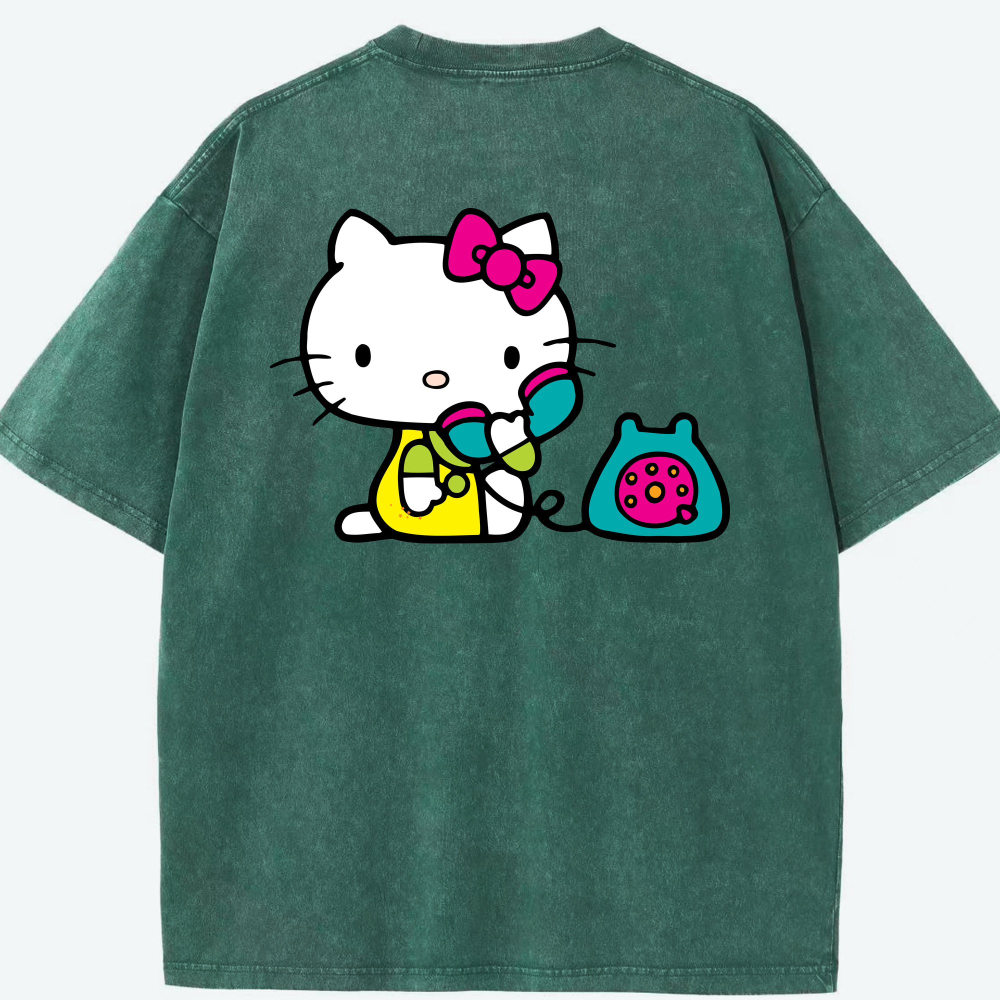 （画像用） Hello Kitty ハローキティ 綿100% ヴィンテージ風 半袖Tシャツ（背面プリント）